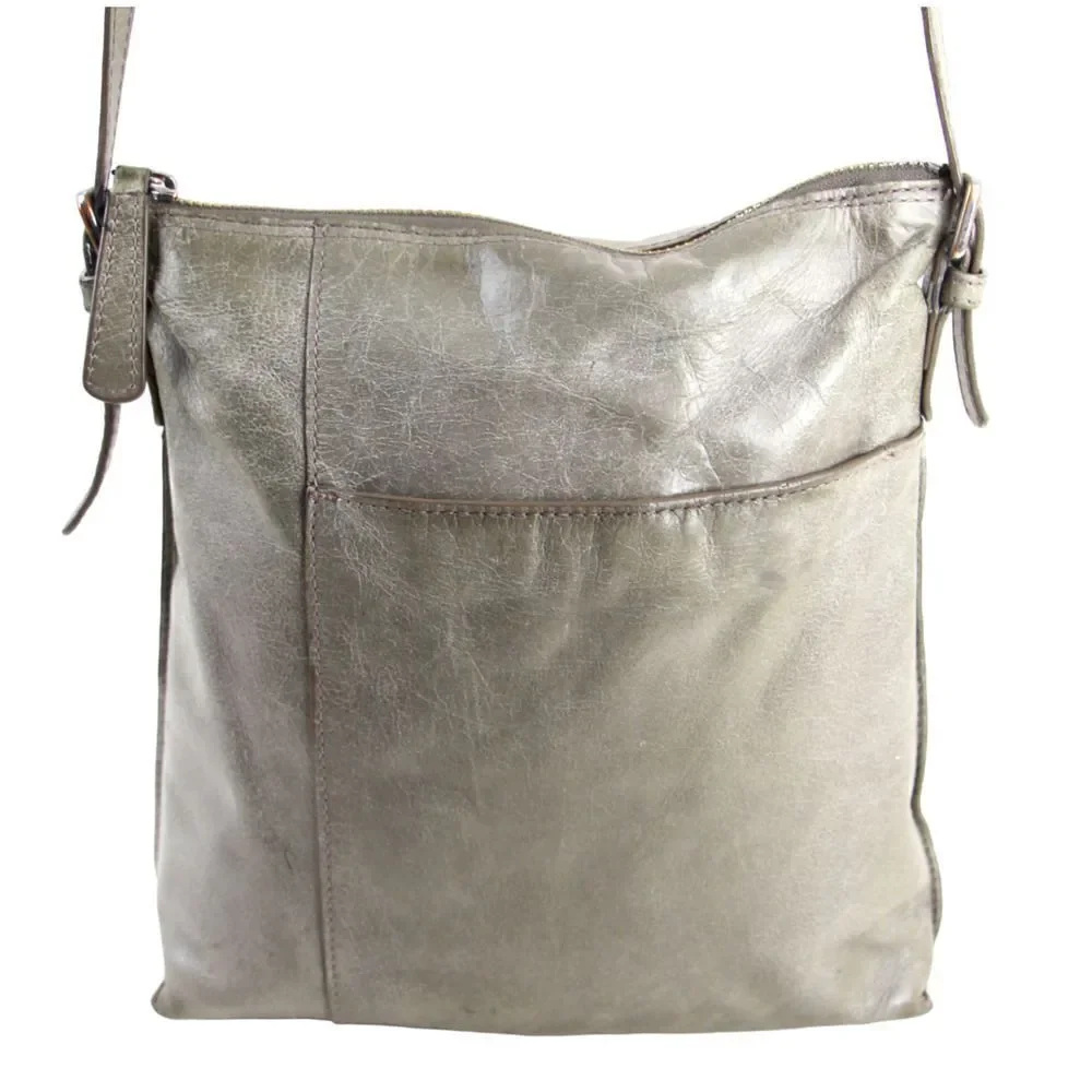 Hobo International CHALKY GREEN GRAY GENUINE LEATHER SHOULDER BAG HANDBAG PURSE